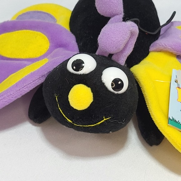 Buggin out Black Purple Yellow 8" Butterfly Hanging Mobile Stuffed Plush Toy - Picture 1 of 11